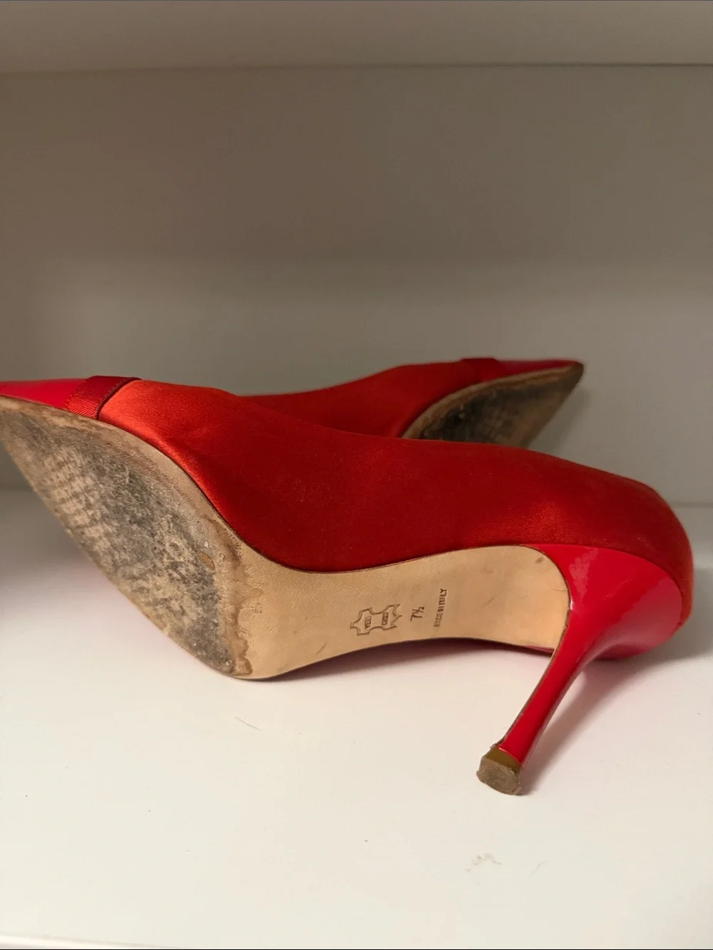 Tory Burch Red Satin Pointed Toe Stiletto Pumps